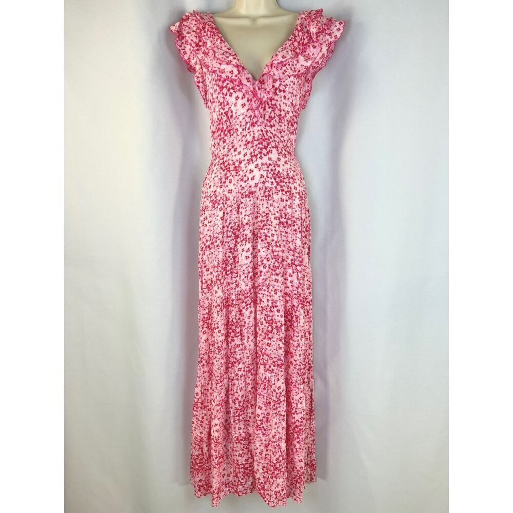 POUPETTE ST BARTH Della Long Dress Pink Floral Maxi $390 - Picture 3 of 13